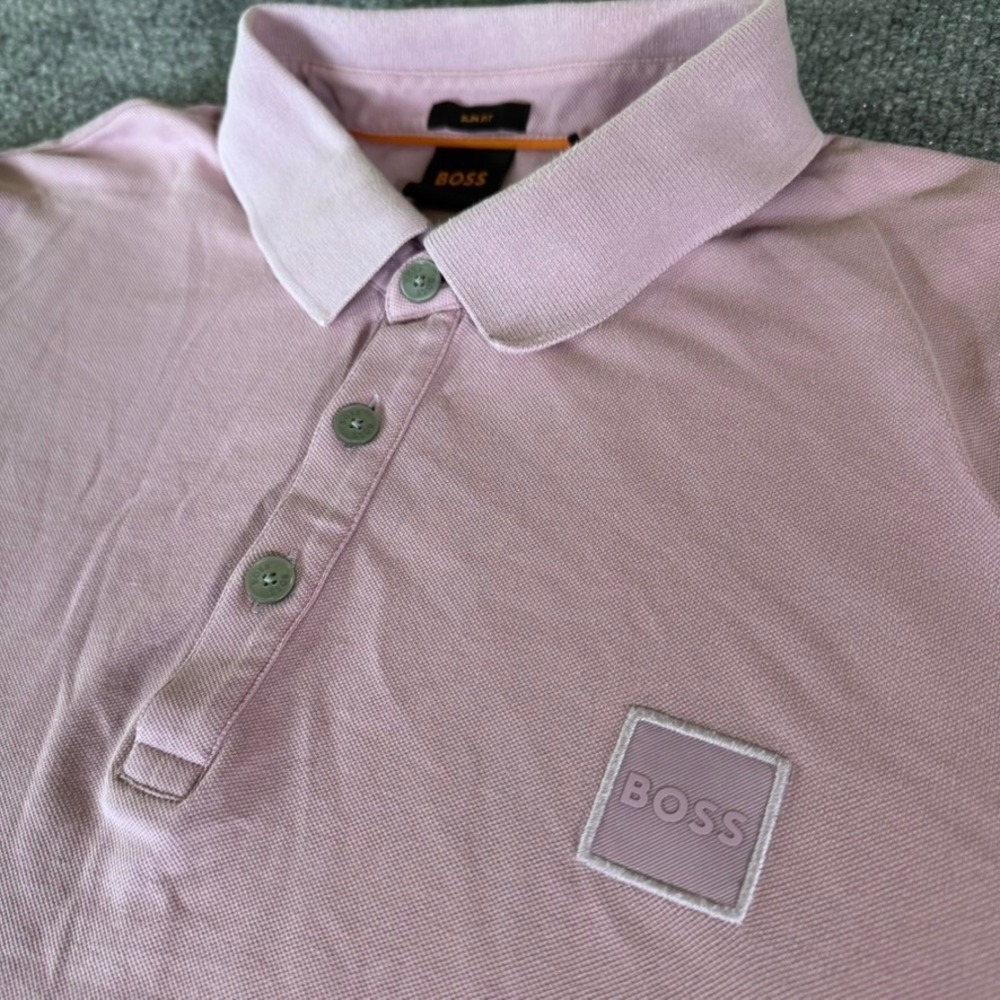 BOSS Hugo Boss Passenger Polo Shirt Mens XXL S/S Slim Fit Cotton Pique Pink